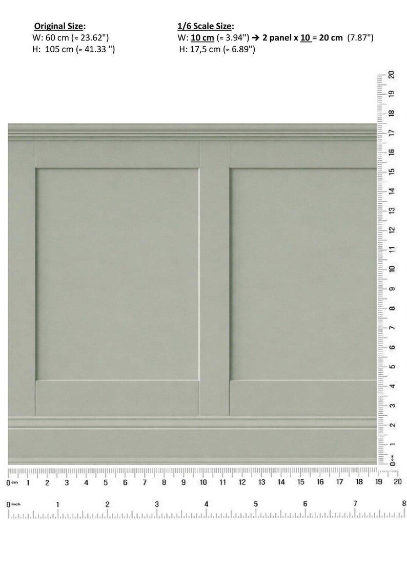 Pdf Paneling Dollhouse Vintage Sage Green Wainscoting Half Wall Paneling Printable ...