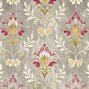 Carta da parati decorativa vintage con fiori colorati 1/6 1/12 / Carta da parati per casa delle bambole stampabile 1/6 1/12 / Carta da parati decorativa in scala stampabile
