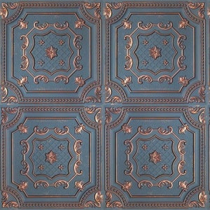 1/6 1/12 Scale Dollhouse Miniature Vintage Bluish Copper Ornate Ceiling Panels Seamless DIGITAL Printable Sheets Instant Download