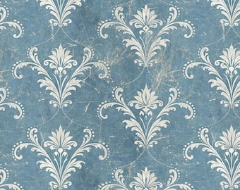 1/6 1/12 1/24 maison de poupée papier peint damassé blanc vintage antique fond bleu sans couture | Pages imprimables du journal indésirable de style victorien