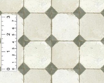 1/6 1/12 1/24 1/48 Dollhouse Vintage Old Sage Green Ceramic Tiles Seamless - DIGITAL Printable Instant Download - A4 Printable Sheet