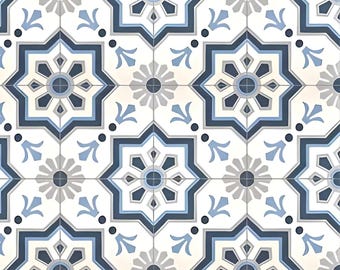 1/6 1/12 1/24 Dollhouse Blue Tones Geometric Decorative Wall Floor Tiles Seamless - DIGITAL Printable Instant Download