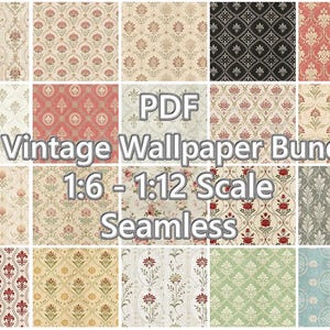 50 Miniature Vintage Floral Ornate Decorative Damask Wallpapers Bundle Seamless 1/6 1/12 Scale - DIGITAL Printable Instant Download