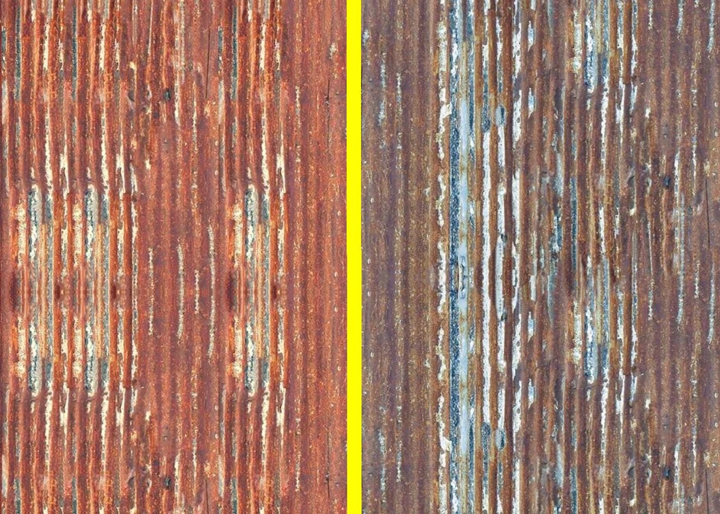 2 PCS 1/6 1/12 Scale Miniature Old Rusty Dirty Corrugated Steel Tin Roofing Sheets Seamless DIGITAL Printable - Instant Download