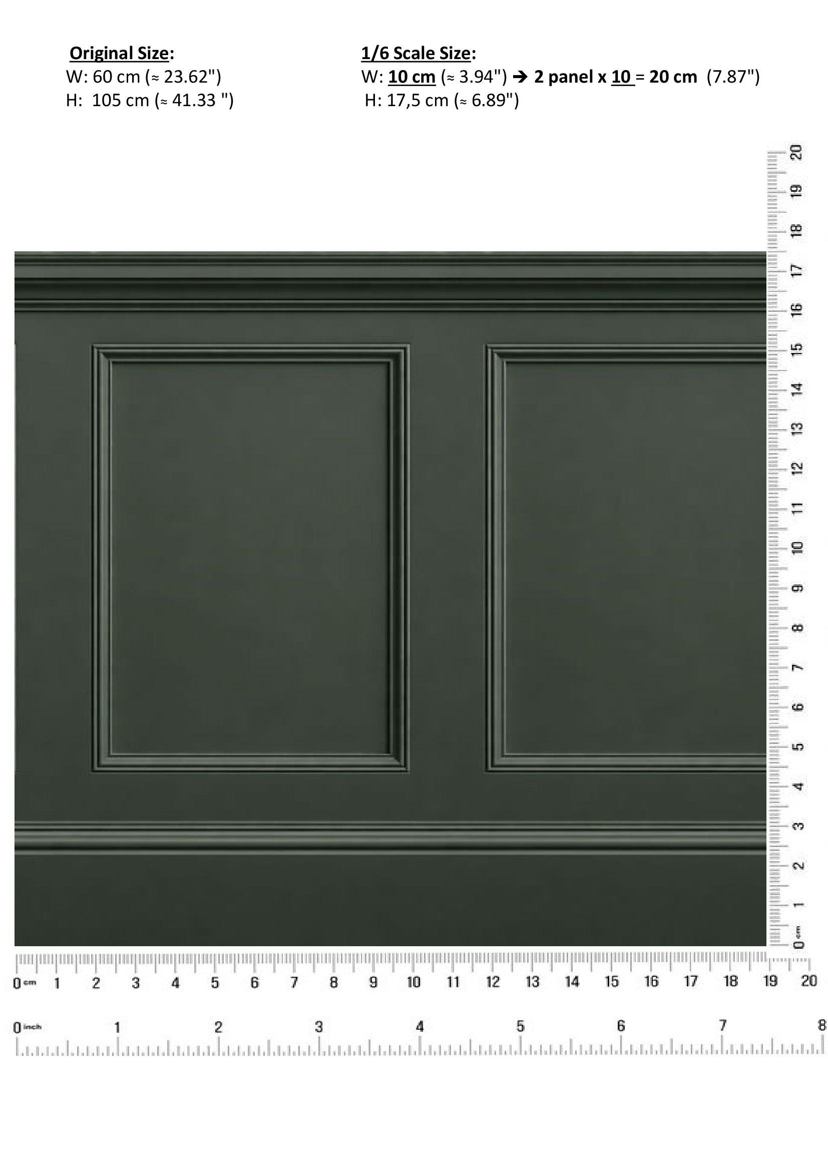 Pdf Paneling Dollhouse Dark Green Wainscoting Half Wall Paneling Printable PDF ...