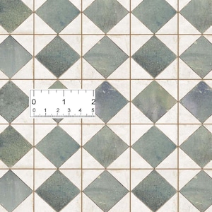 1/6 1/12 1/24 1/48 Dollhouse Miniature Old Dirty Pale Green Square Floor Tiles Seamless - DIGITAL Printable Instant Download