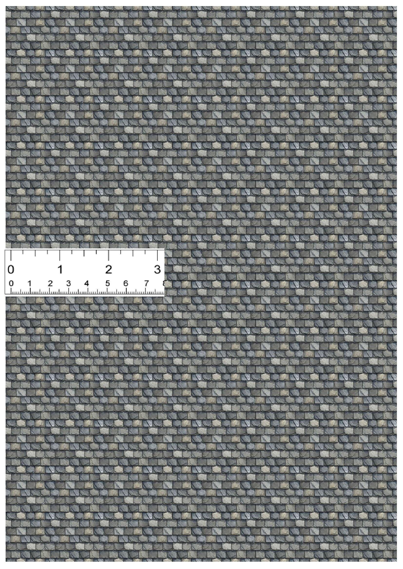 Slate Pattern Printable Dollhouse Natural Gray Slate Stone Shingles Printable PDF 1/12 1/24 1/ ...