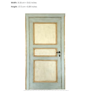 Miniature 1800's French Style Rustic Vintage Mint Green Cream Wooden Door