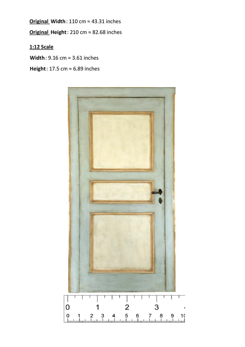 Miniature 1800's French Style Rustic Vintage Mint Green Cream Wooden Door