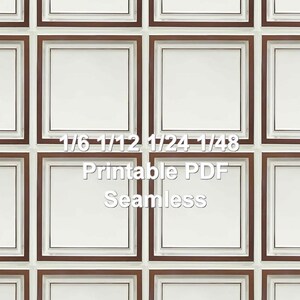 May include: A repeating pattern of square frames with white centers and brown borders. The text "1/6 1/12 1/24 1/48 Printable PDF Seamless" is overlaid on the image. The design is suitable for digital or print applications.