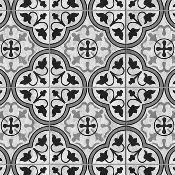 1/6 1/12 Scale Matte Black Gray Encaustic Spanish Wall & Floor Tiles Seamless DIGITAL Printable Sheets Instant Download