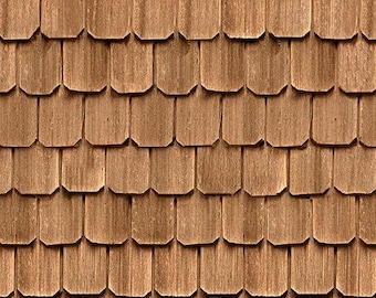 1/15 1/30 1/60 Scale Brown Cedar Shake Shingles Seamless DIGITAL Printable Sheets Instant Download