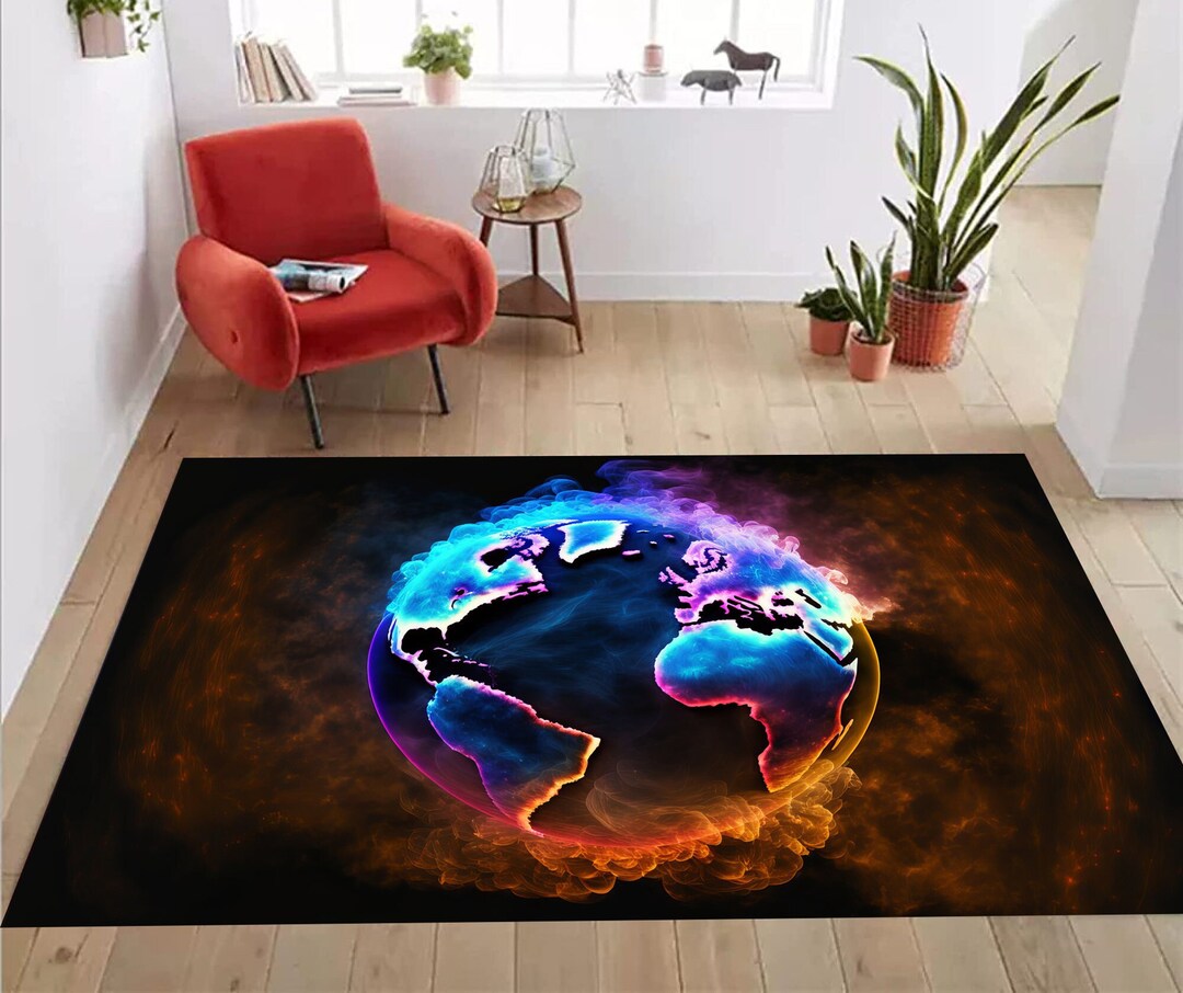 Magnificent Illustration Steaming Earth With Shiny Continents Rug ...