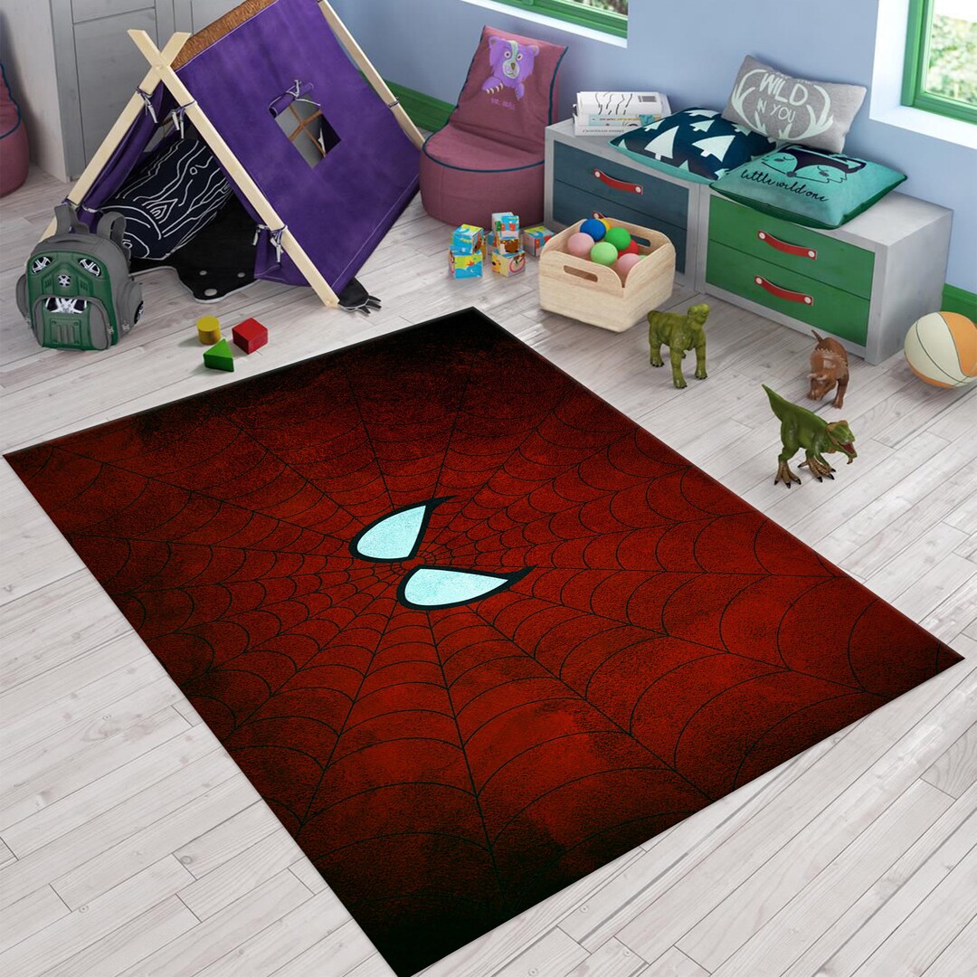 Spider Man Symbol Rug, Red Spiderman Rug, Kids Room Rug, Spiderman Rug ...