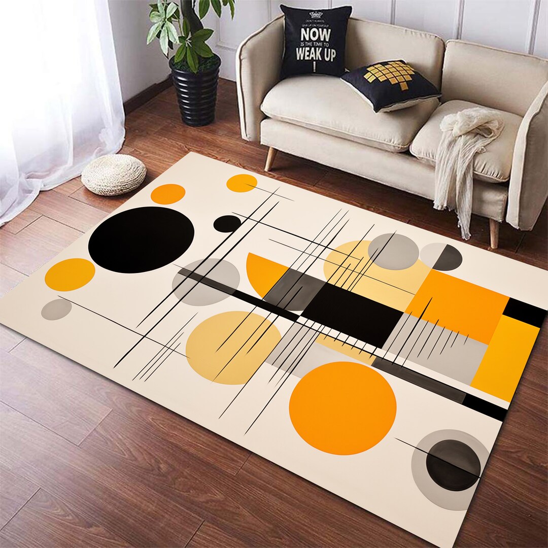 Mid Century Modern Rug, Hand Drawn Mid Century Rug, Mid Century Modern Carpet, Mid Century