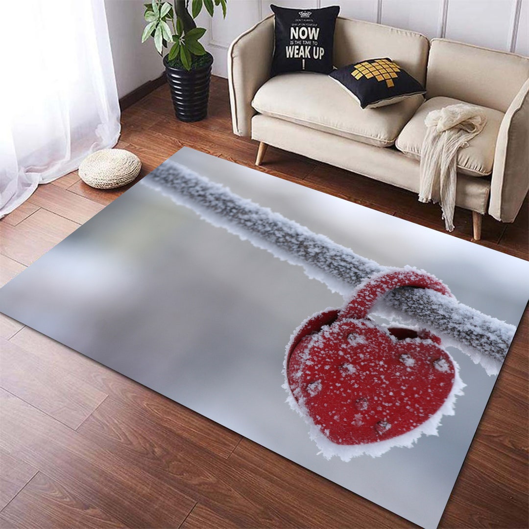 Love Lock Rug, Traditional Love Lock Rug, Red Heart Lock Rug, Frozen ...