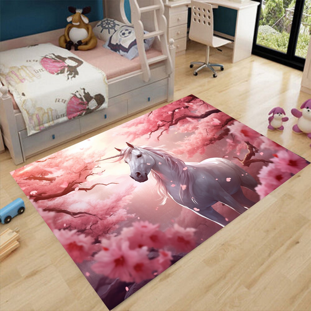 Unicorn Rug Magical Pink Unicorn Rug Girls Room Unicorn Rug Etsy