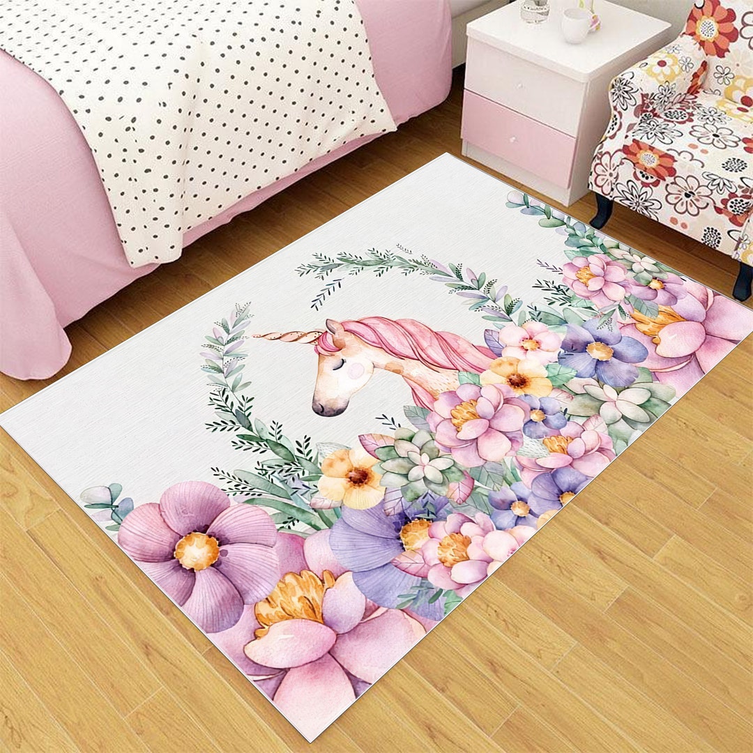 Unicorn Rug, Girls Room Unicorn Rug, Rug for Girls, Unicorn Rug for