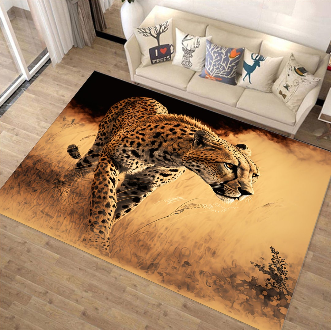 Cheetah Stalking for Prey Rug, Savanna Rug, Cheetah Rug, Cheetah Carpet
