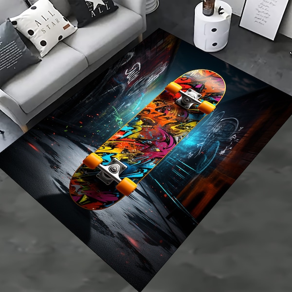 Graffiti-Art-Skateboard-Teppich, Straßen-Skateboard-Teppich, Skateboard-Teppich, Skateboard-Teppich, Sport-Teppich, Teenager-Teppich, Skateboard-Liebhaber-Geschenk