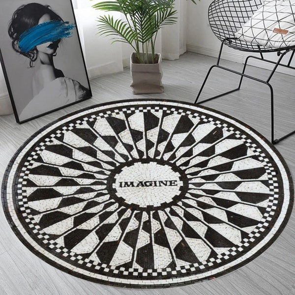 Imagine Mosaic at Central Park Rug, The Beatles Rug, Central Park Imagine Icon Rug, Music Rug, Music Area Rug, Beatles Gift, Music Room Rug