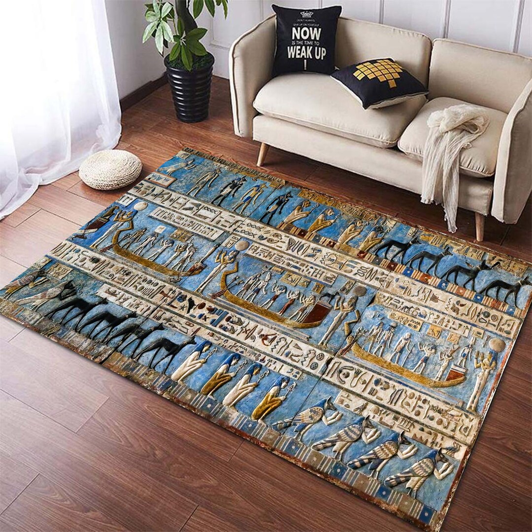 Ancient Egypt Rug, Ancient Egyptian Barge Rug, Dendera Temple Ceiling