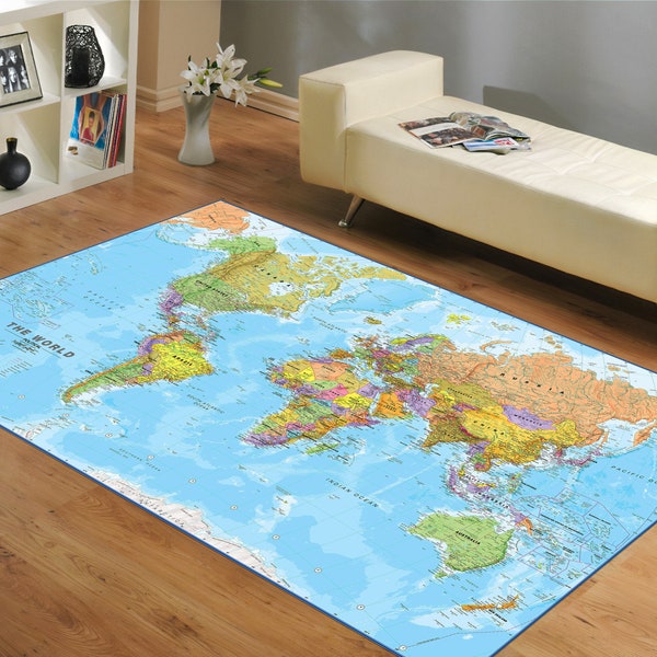 World Political map Rug, World Rug, world map concept Rug, World Map Rug, World Map Carpet, World Map Area Rug, Education Rug, Nursery Rug