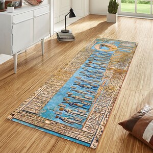 Egyptian Gods and Goddesses Runner, Dendera Temple Ceiling Rug ...