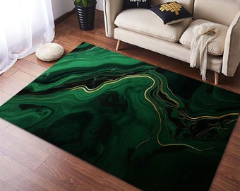 Green Marble Texture Rug, Green Yellow Marble Rug, Golden Texture Rug, Black and Green Pattern Rug, Gold Marble Rug, Epoxy Style Rug