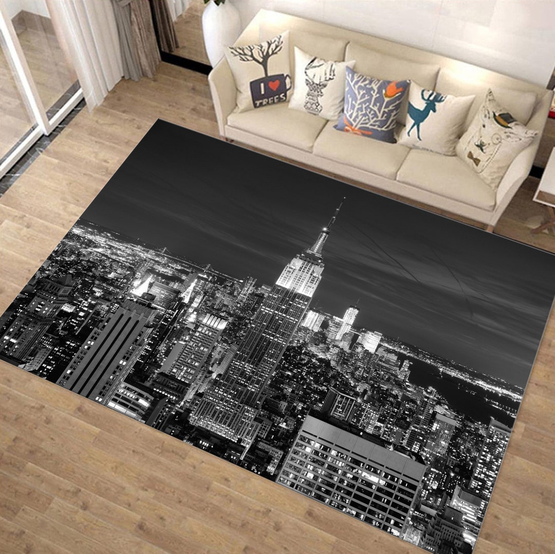 New York City Skyline Rug Manhattan Skyline Aerial View Rug Etsy