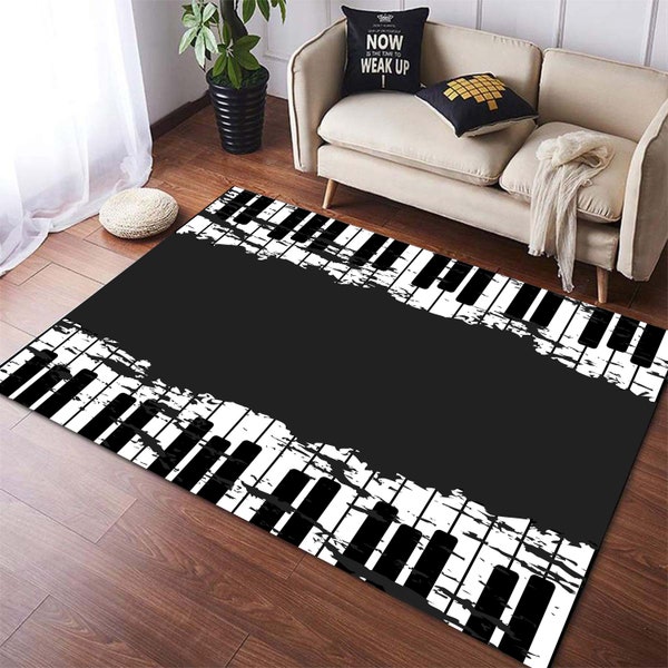 Piano Rug, Piano Keyboard Rug, Abstract Piano Rug, Art Piano Design Rug, Black and White Piano Rug, Piano Keys Rug, Instrument Rug,Music Rug