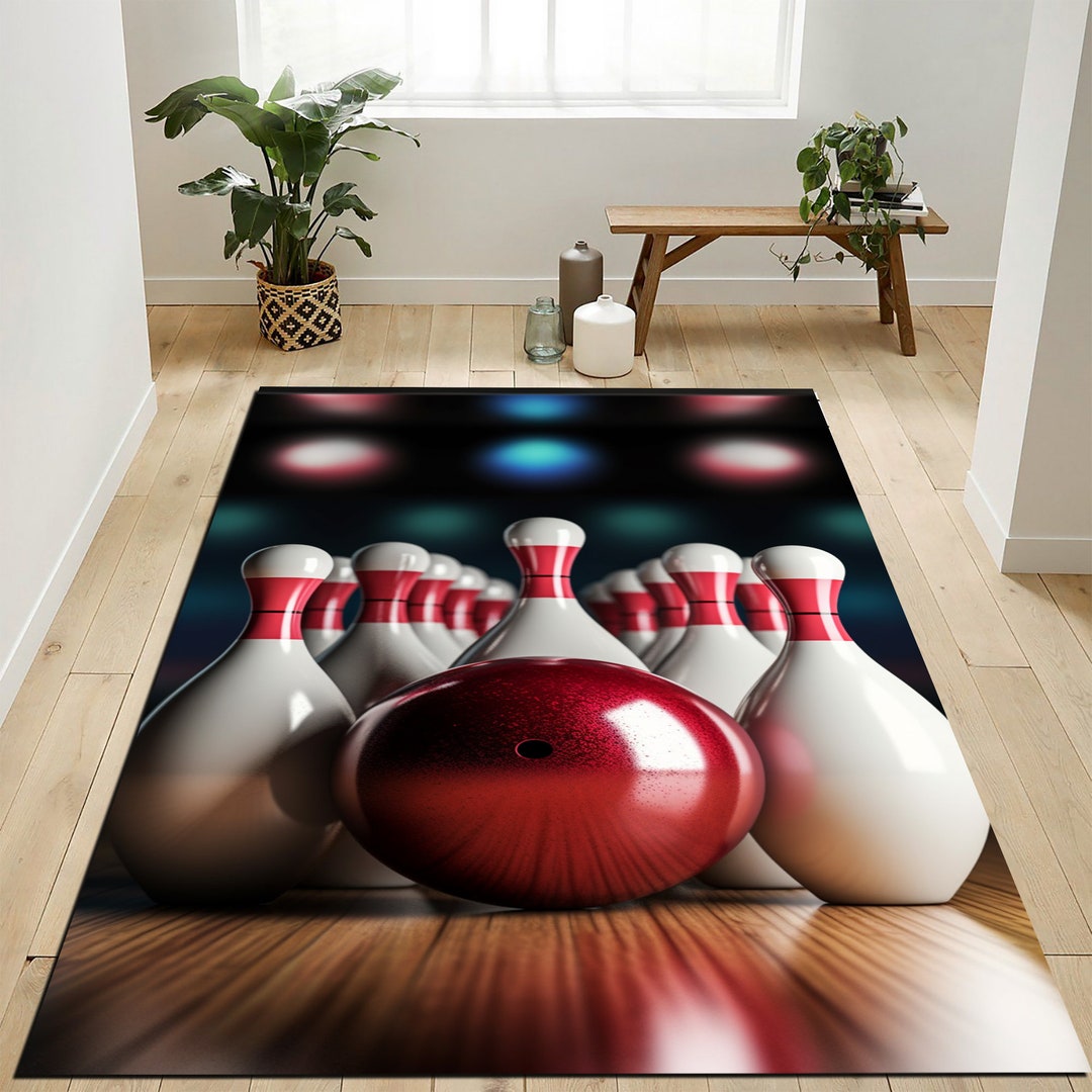 Bowling Strike Rug, Bowling Ball Rug, Sport Rug, Bowling Carpet
