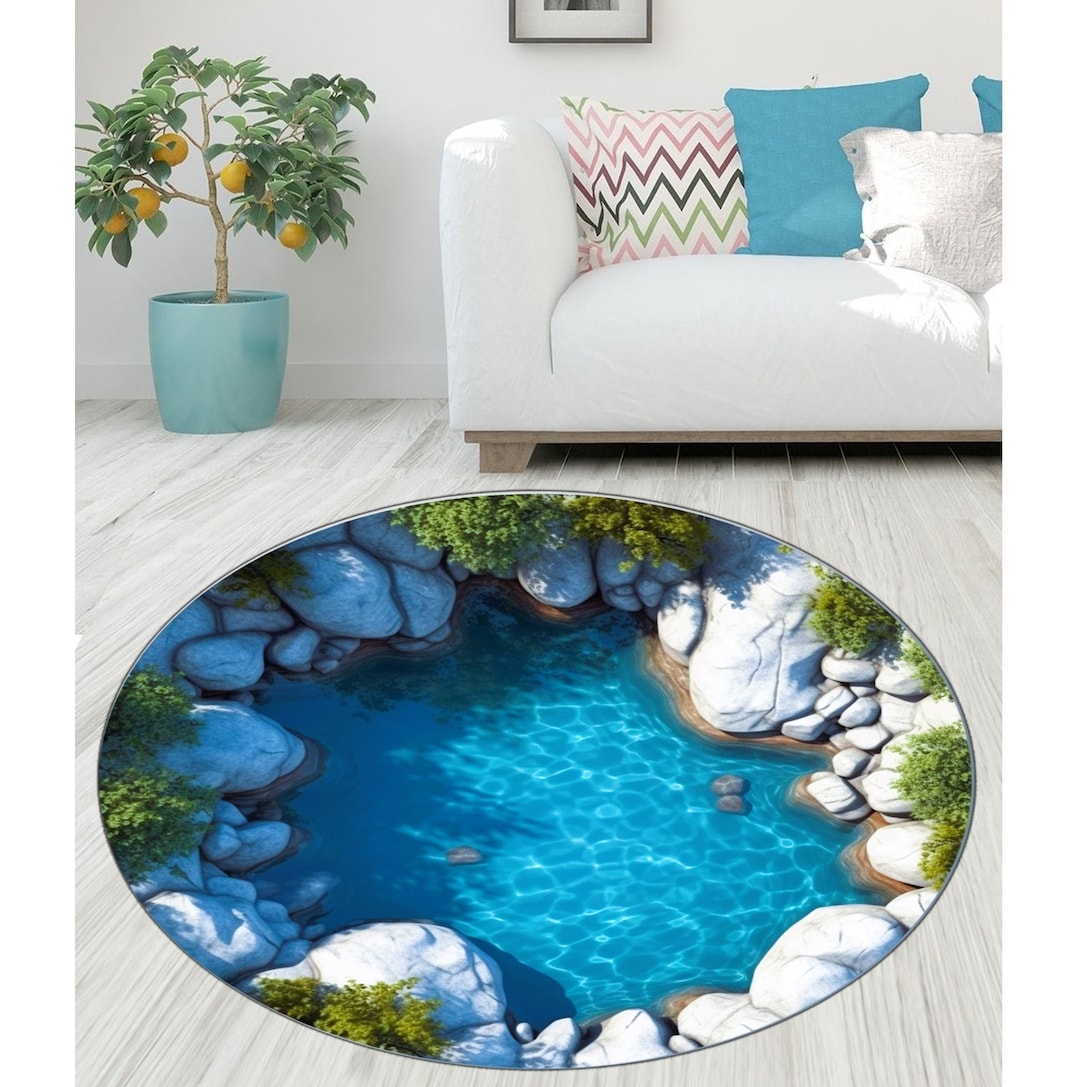 3D Look Rug, 3D Round Rug, 3D Look Crack Rug, 3D Rug, Big Crack Rug