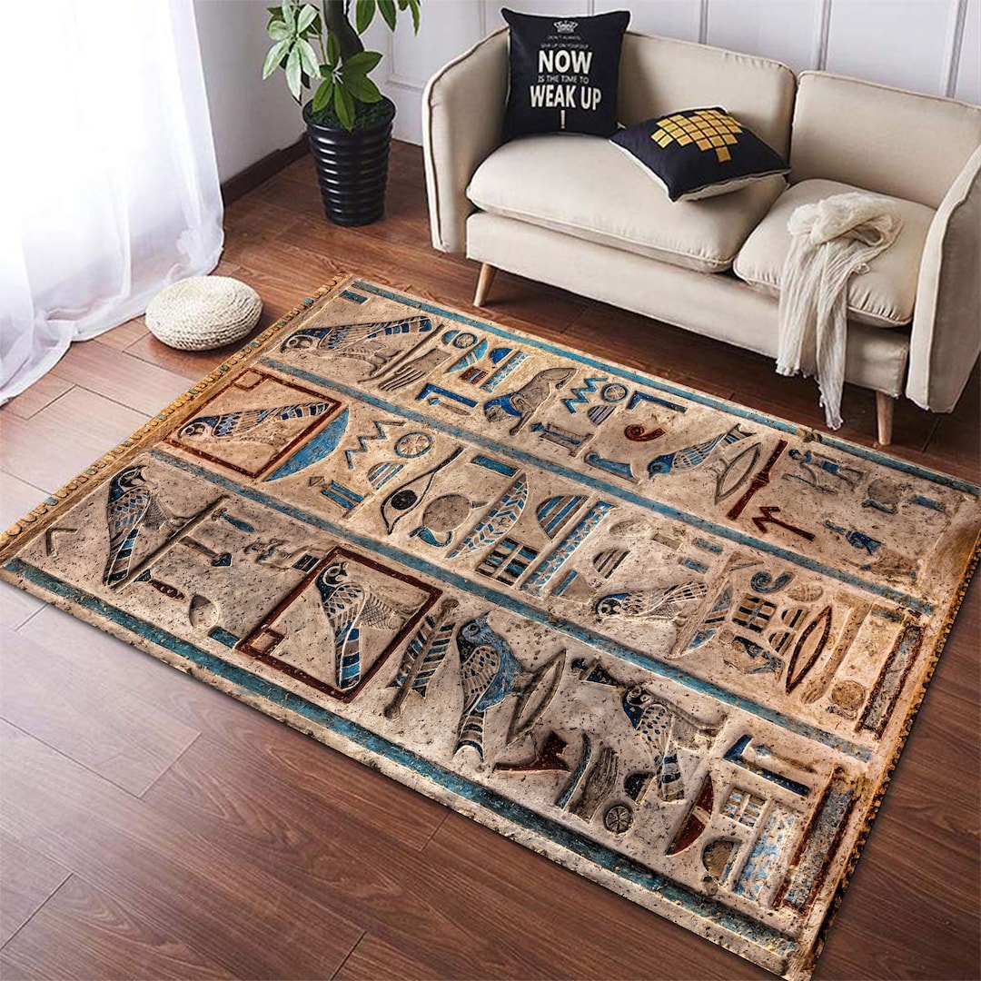 Hieroglyphic Characters Rug, Ancient Egypt Rug, Ancient Rug, Egypt Rug