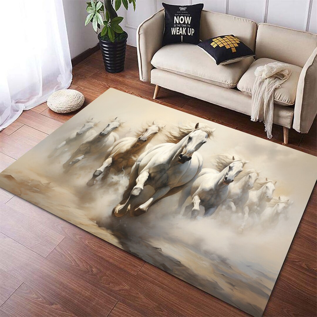 Horses Art Rug, Wild Horses Rug, Horse Area Rug, Western Rug, Cowboy Rug, Cowboy Area Rug