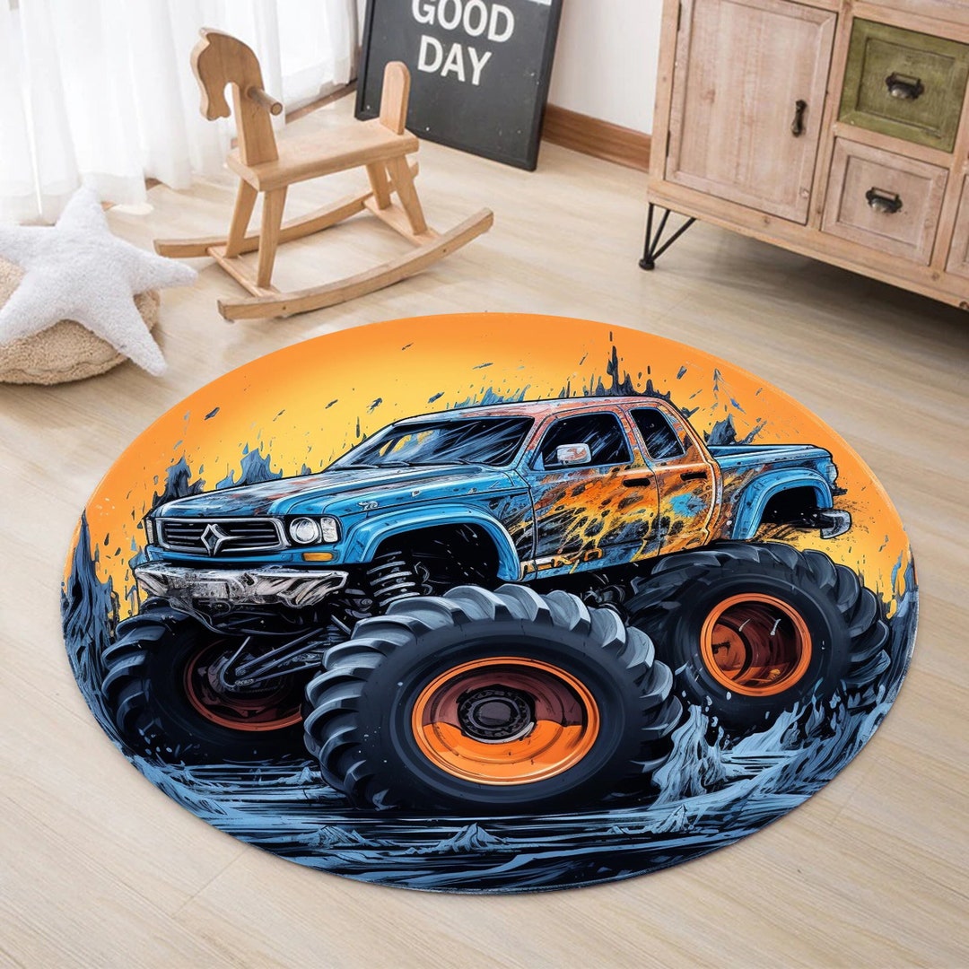 Monster Truck Rug Monster Truck Area Rug Boys Room Rug Kids Etsy
