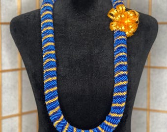 Blue/Antique Gold Cigar Lei