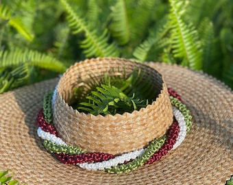 Wine/Moss/White Crochet Lei Set