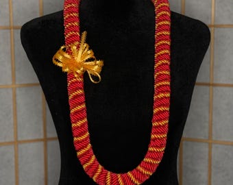 Red/Antique Gold Cigar Lei