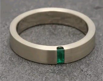 Modern Emerald Ring and More Cool Birthstone Jewellery. Engagement Ring  Unique Anniversary gift For her/him