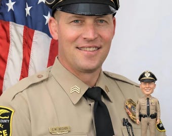 Custom clay Bobblehead for police, father/boyfriend/husband bobblehead, Father's Day Custom Gift, Custom gifts for police, Custom 3D Statue