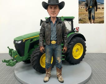Custom Tractor Bobblehead, Personalized Farmer Clay Bobblehead,Custom Boss Bobblehead, father/Husband/boyfriend Bobblehead, Custom 3D statue