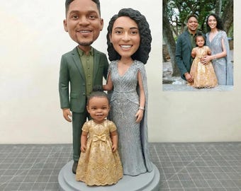 Custom familys bobblehead From Photos, Make your family action figurine doll, Personalized Family Gift, Custom Family Bobblehead Sculpture