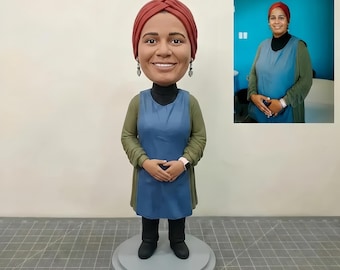 Custom mother/Grandmother Bobbleheads, Make Your Own Bobble Head from photo,Personalized Clay Action Figure, Retirement gifts for nanny
