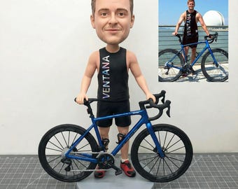 Custom rider Bobbleheads, Man's Bobbleheads with bicycle,husband bobblehead,Personalized Racing Rider Figurine,Gifts for outdoor enthusiasts
