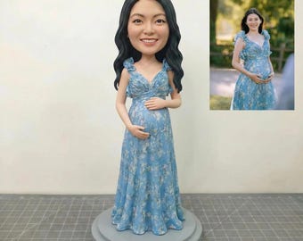 Custom bobbleheads doll for your pregnant wife,Personalized bobbleheads for pregnant mom, New Mom gifts, Pregnancy gift,custom mom 3D statue