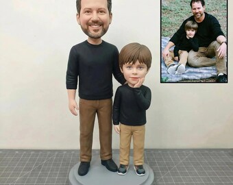 Custom father and son bobblehead, Custom husband Bobbleheads doll, Custom 3D statue, Unique Family Gift, father's day gifts, Clay Sculptures