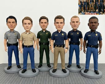Custom Policeman Bobblehead, Custom Police Officer group Bobblehead, Bulk team/group Clay Figurine, Gifts for team members, custom 3D statue