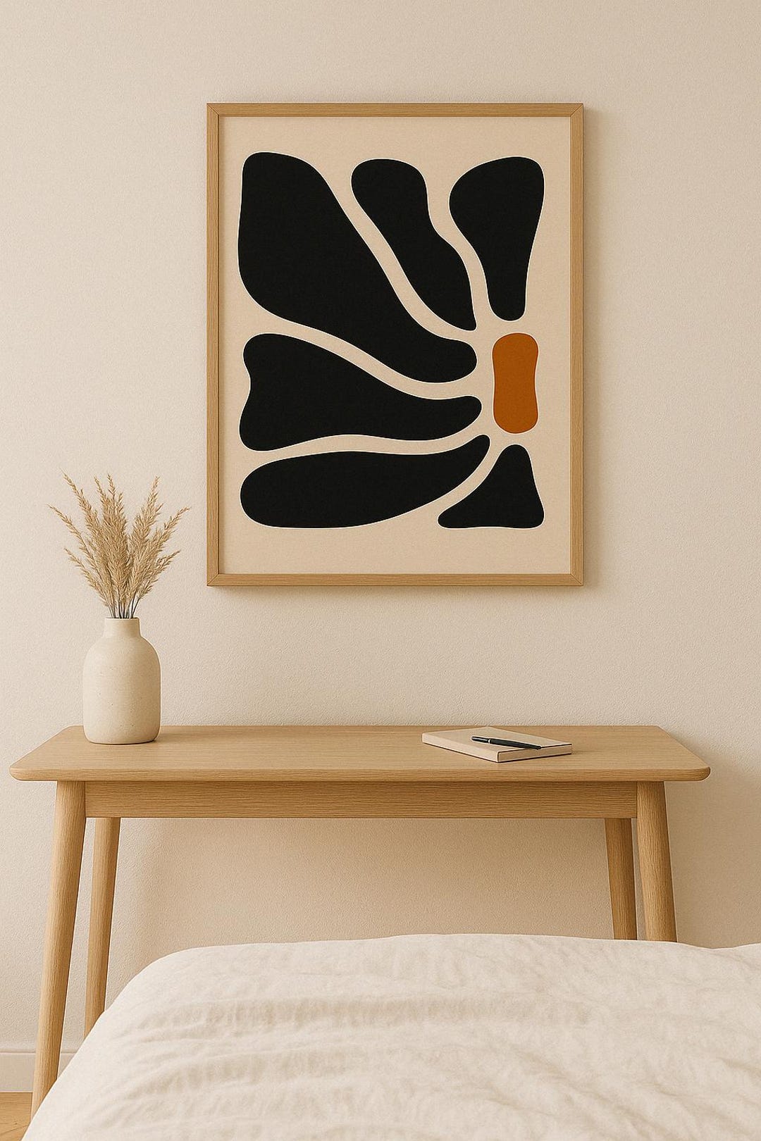 Japandi Wall Art Set: Burnt Orange Abstract Prints (digital
