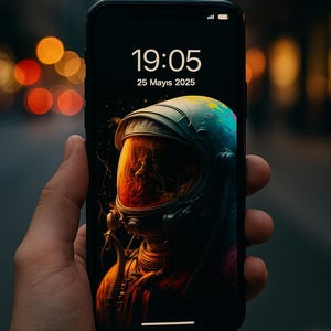Cyber Astronaut Handy Wallpaper: Sci-Fi OLED Display (Digitaler Download)